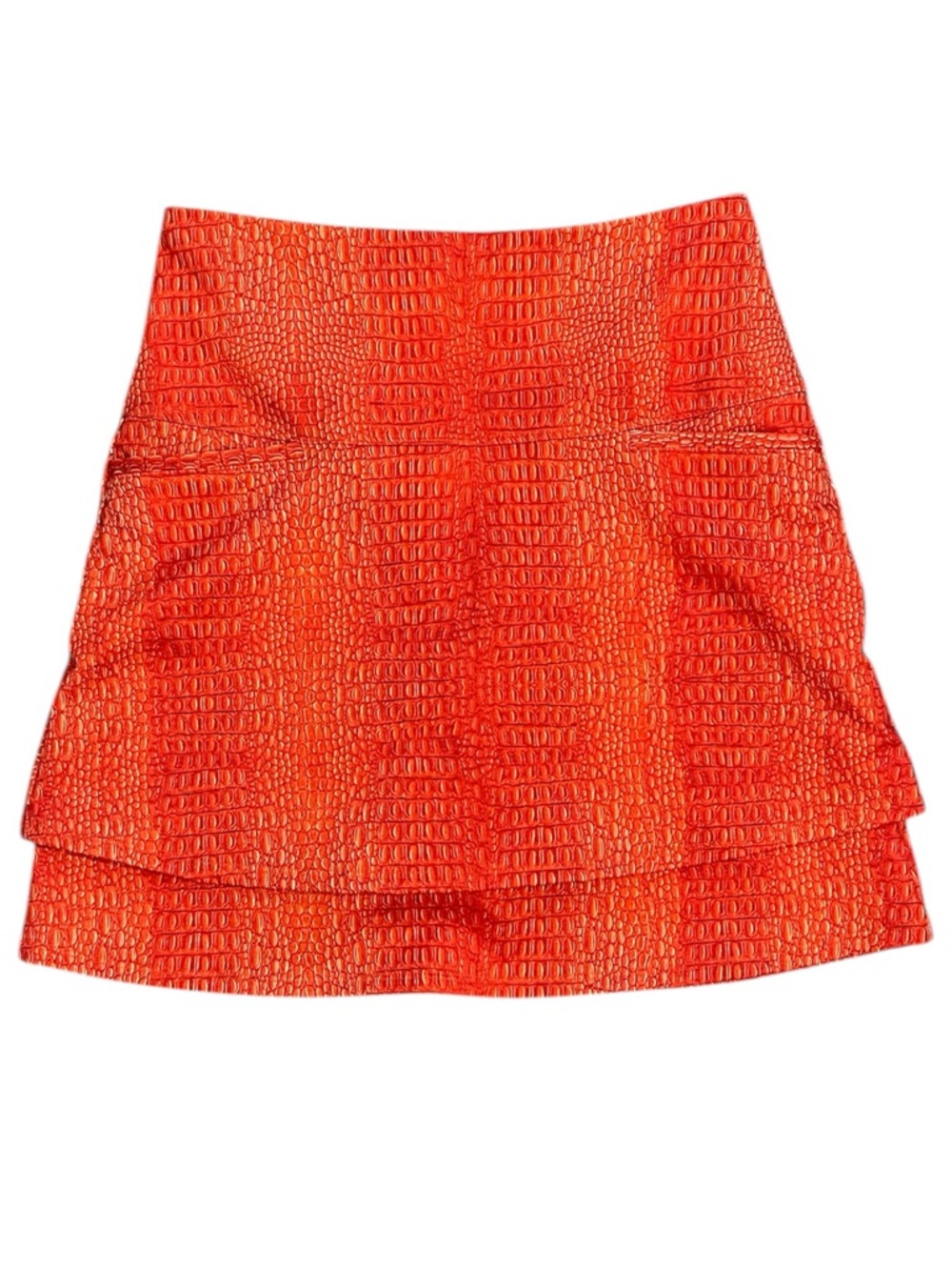 Lucky in Love | Mini Skort Orange Croc Print Tiered Skirt Sz S